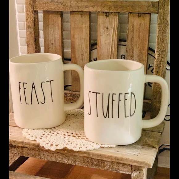 Rae Dunn Set of 2 Feast & Stuffed Mugs - Picture 1 of 1